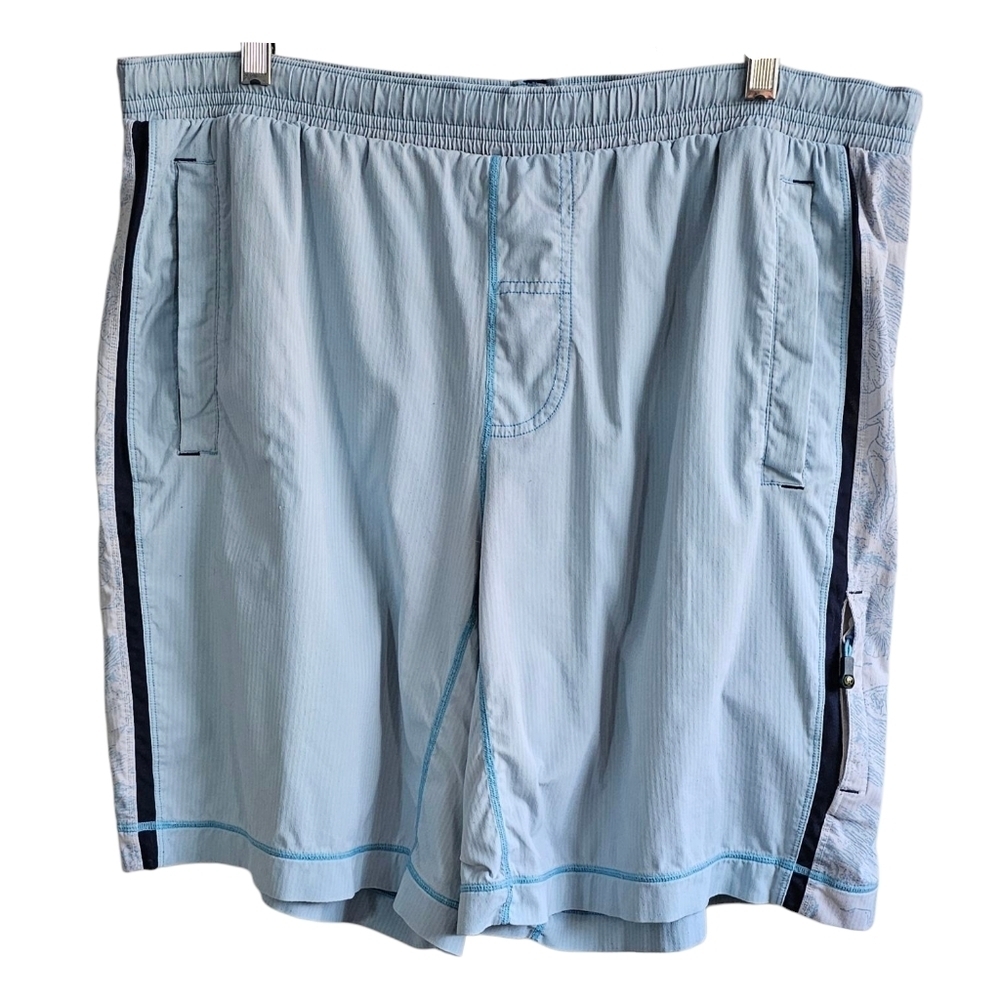 Lululemon Light Blue Swim Trunks w Subtle Retro Hawaiian Detail Pockets men's XL
